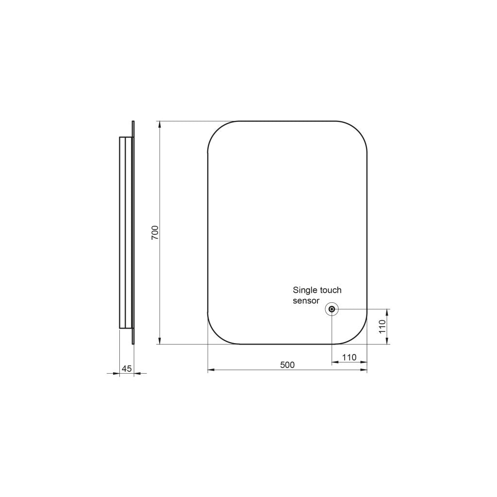 Aura Led Mirror W/Demister Pad 500X700mm