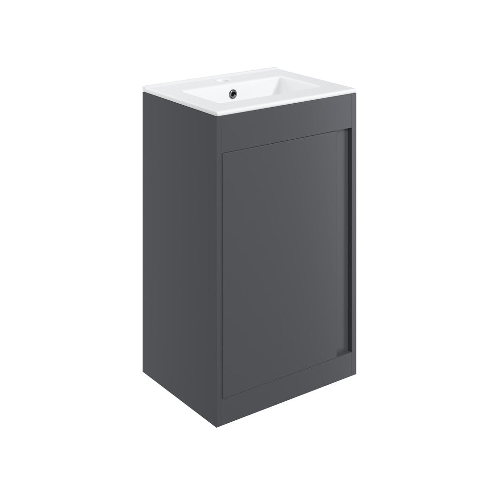 aida 500mm floor standing vanity unit graphite grey matt black handle, Alessio, Sink Vanity Unit, Basin Unit, 2