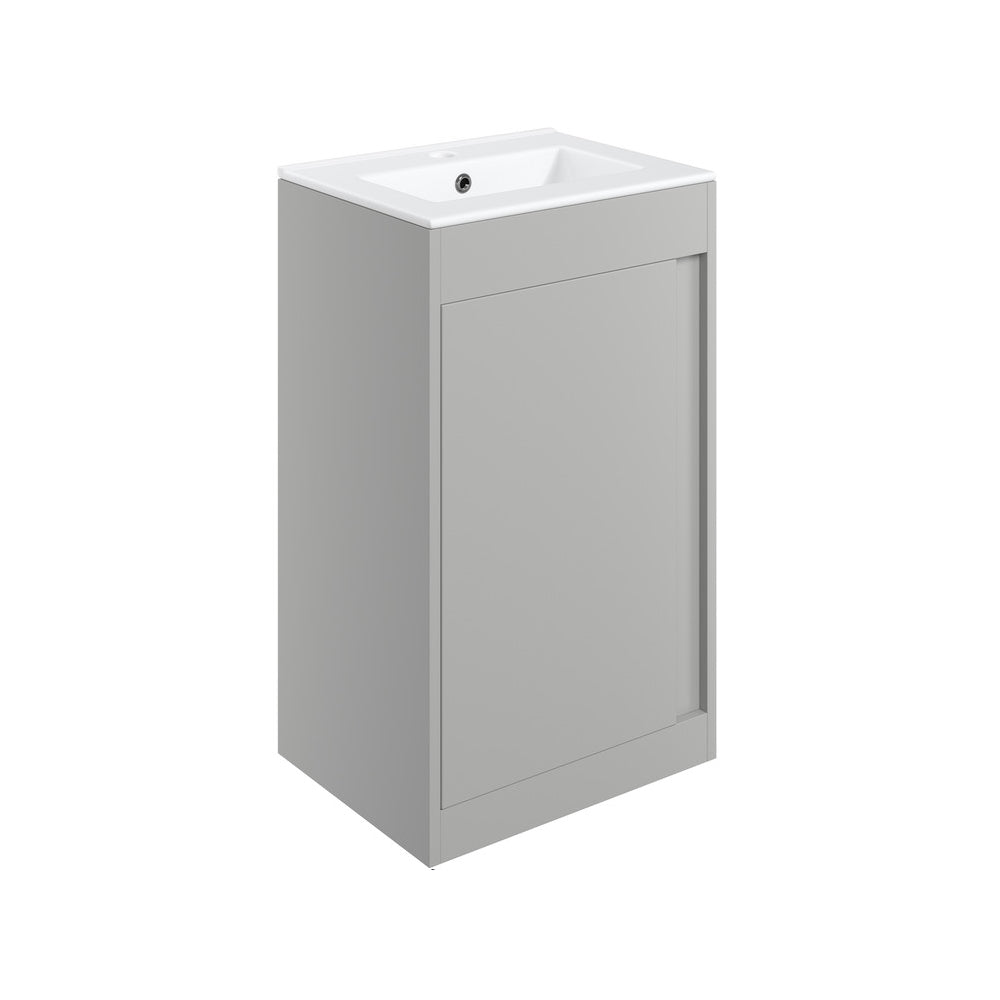 Aida 500mm Floor Standing Vanity Unit - Light Grey Matt & Chrome Handle