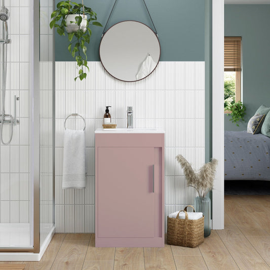 aida 500mm floor standing vanity unit matt antique rose chrome handle, Alessio, Sink Vanity Unit, Basin Unit, 1