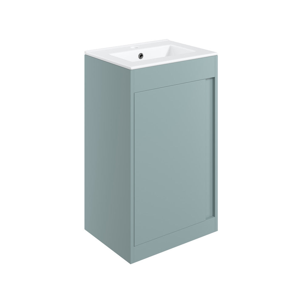 Aida 500mm Floor Standing Vanity Unit - Matt Sea Green & Chrome Handle