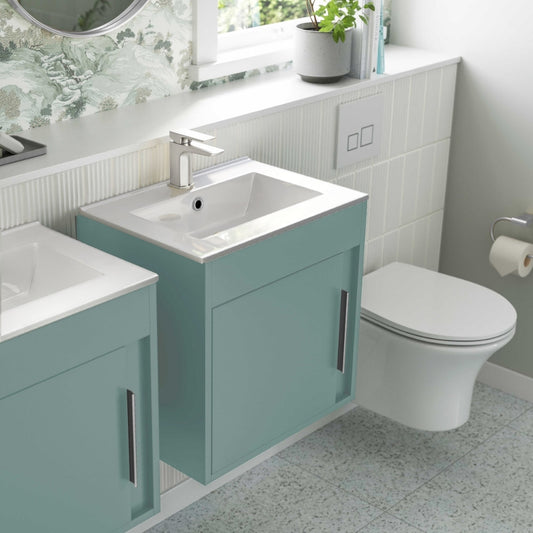 aida 500mm wall hung vanity unit sea green chrome handle, Alessio, Wall Hung Vanity Unit, 1