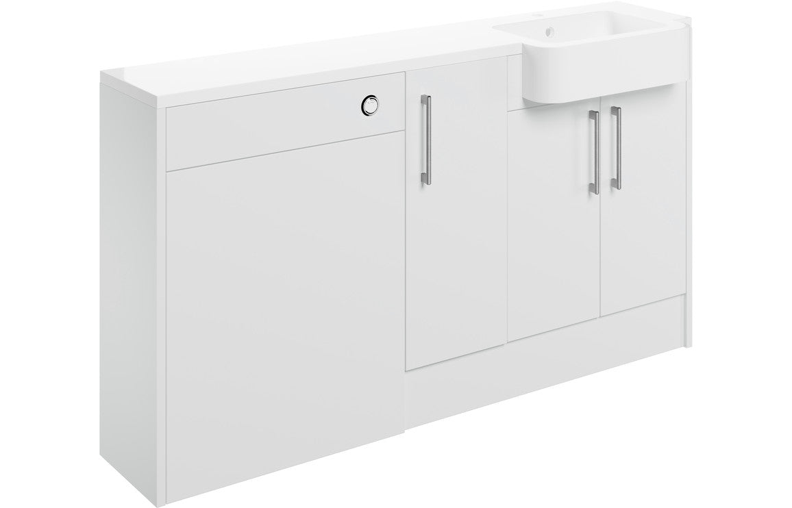 zaira 1542mm basin wc 1 door unit pack rh white gloss, Alessio, Fitted Bathroom Cabinets, 2