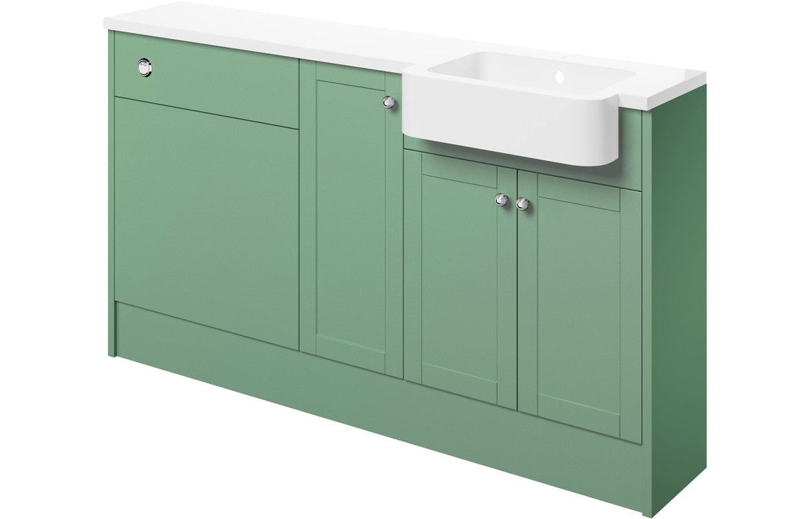 Sabrina 1542mm Basin  WC & 1 Door Unit Pack (RH) - Matt Sage Green