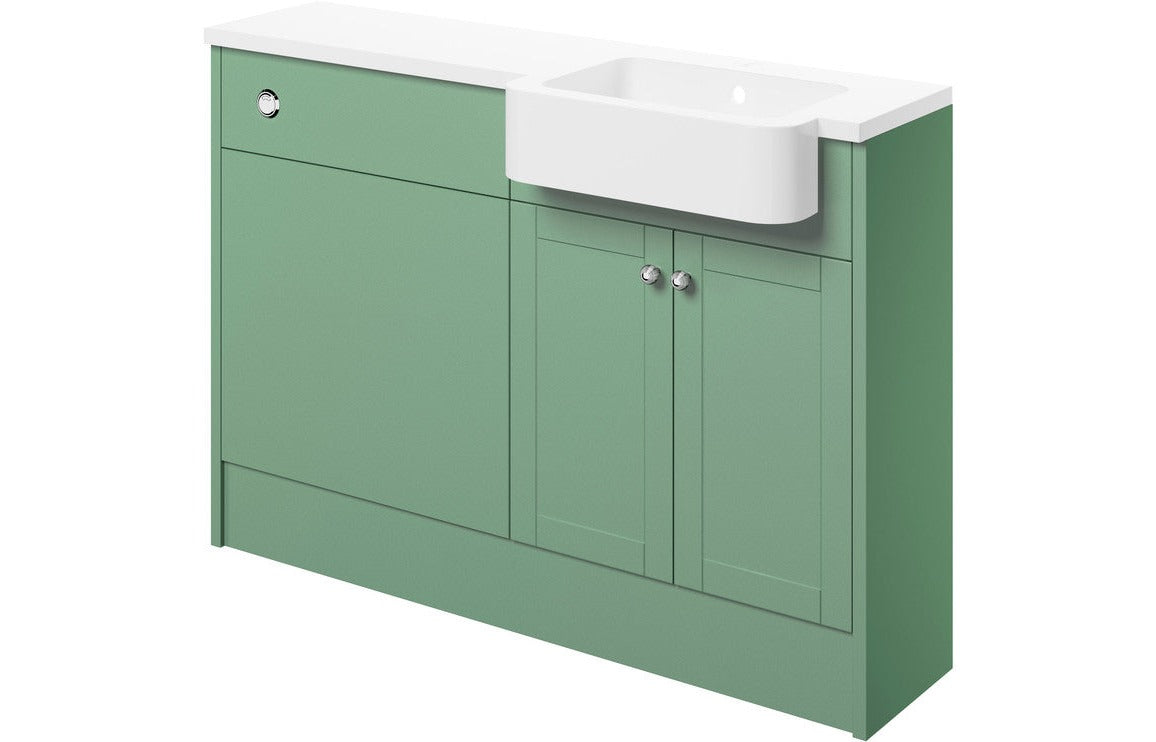 Sabrina 1242mm Basin & WC Unit Pack (RH) - Matt Sage Green