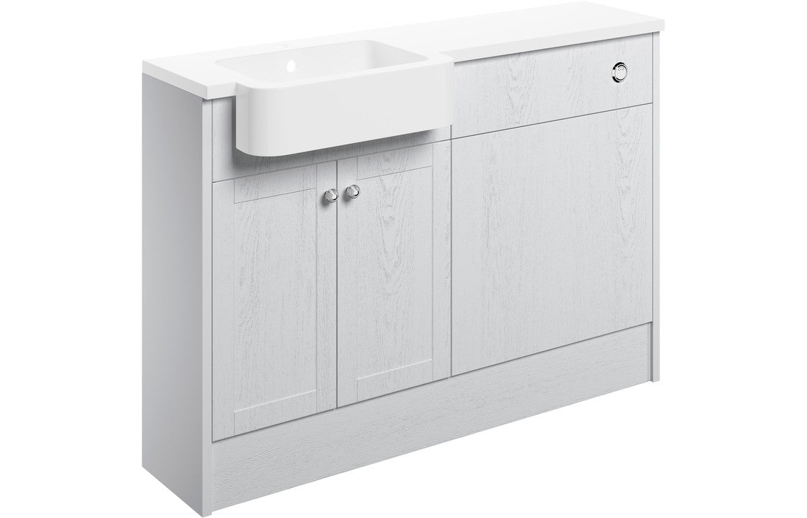 Sabrina 1242mm Basin & WC Unit Pack (LH) - Satin White Ash