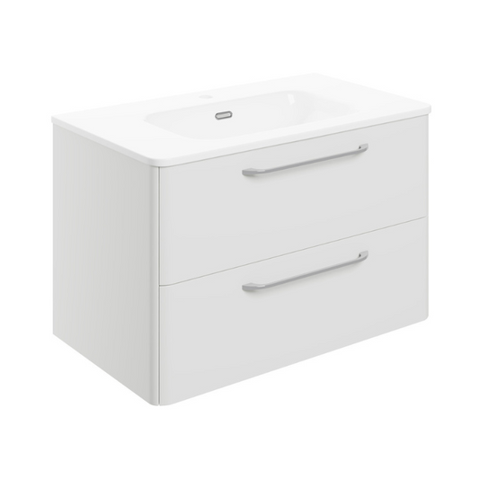bianca 810mm 2 drawer wall unit basin white gloss, Alessio, Wall Hung Vanity Unit, 1