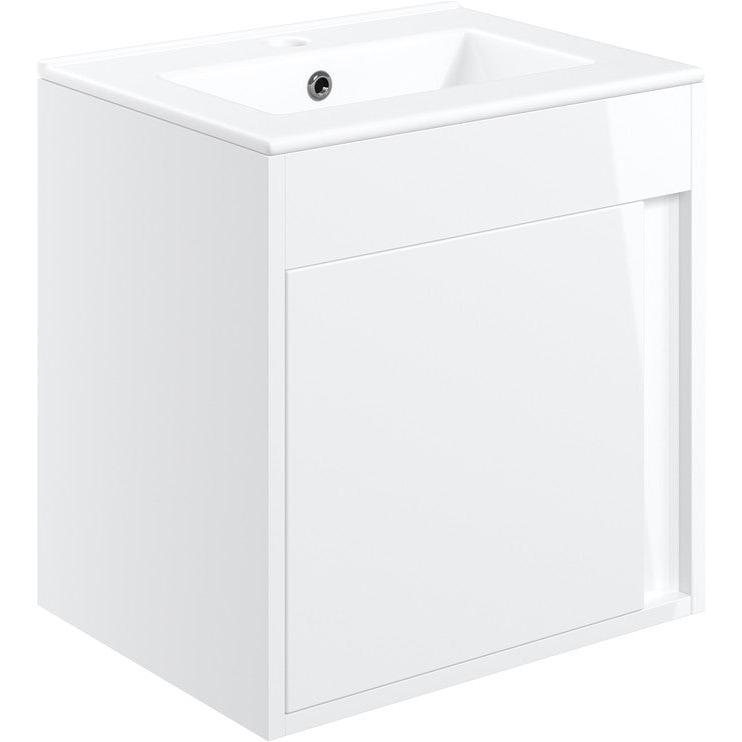 Aida 500mm Wall Hung Vanity Unit - Gloss White & Chrome Handle