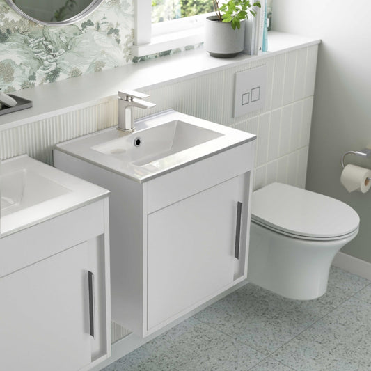 aida 500mm wall hung vanity unit gloss white chrome handle, Alessio, Wall Hung Vanity Unit, 1