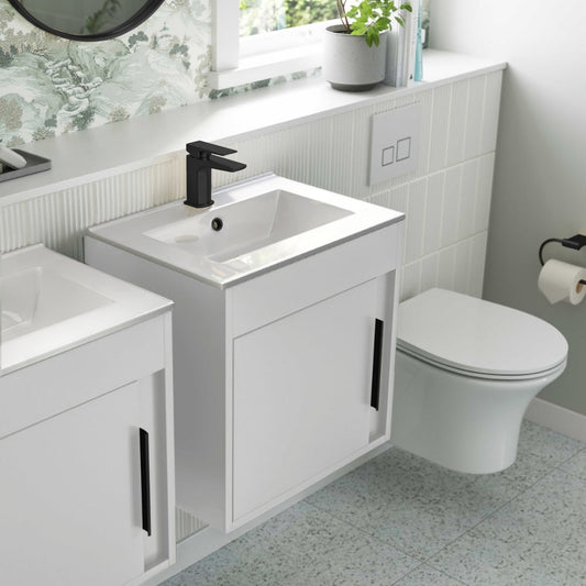 aida 500mm wall hung vanity unit gloss white black handle, Alessio, Wall Hung Vanity Unit, 1