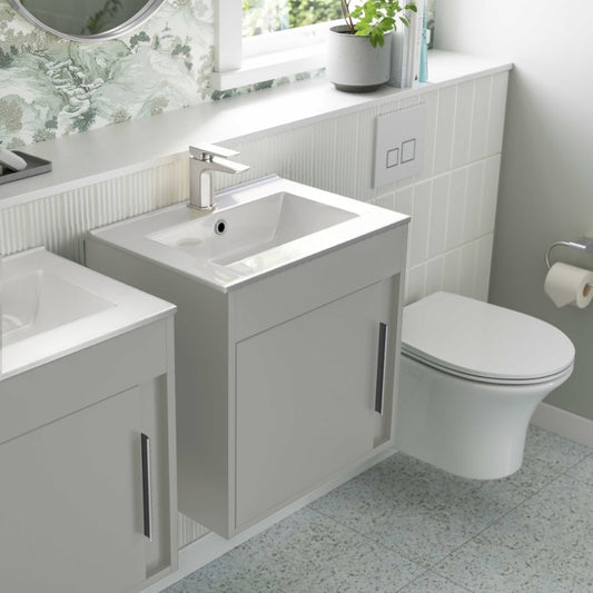 aida 500mm wall hung vanity unit light grey matt chrome handle, Alessio, Wall Hung Vanity Unit, 1