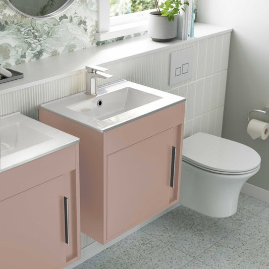 aida 500mm wall hung vanity unit matt rose chrome handle, Alessio, Wall Hung Vanity Unit, 1