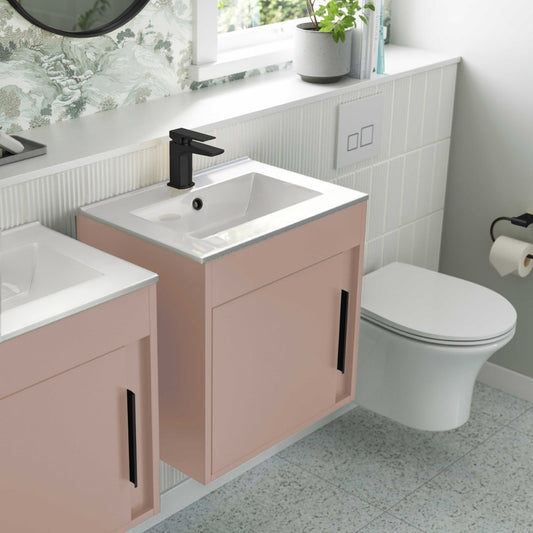 aida 500mm wall hung vanity unit matt rose black handle, Alessio, Wall Hung Vanity Unit, 1