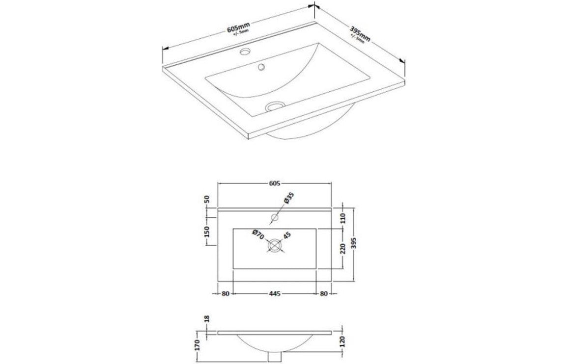 Alma 610mm Basin Unit - Sea Green Ash