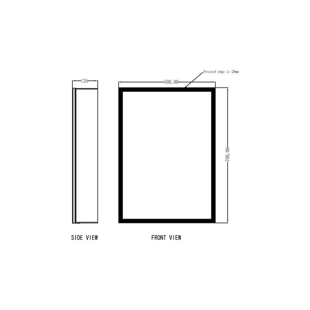 Mia Led Mir Cabinet W/Demister Pad & Shaver Socket 500X700mm