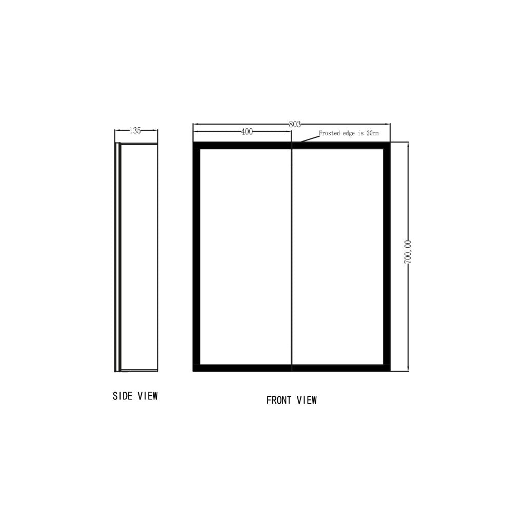 Mia Led Mir Cabinet W/Demister Pad & Shaver  Socket 800X700mm