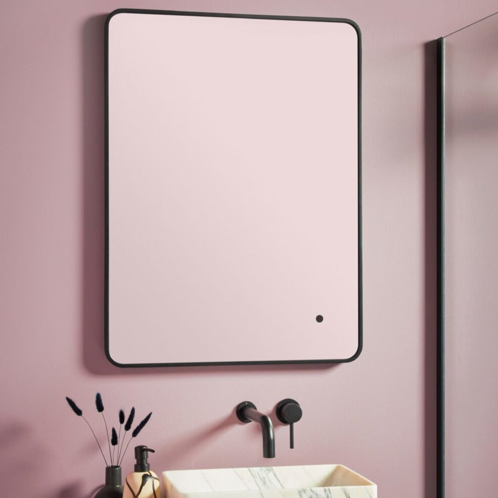 Alfie Soft Square Led Mirror Black Frame 600x800mm