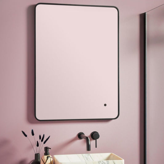 soft square led mirror black frame 600x800, Scudo, Illuminated Bathroom Mirror, Mirrors, 1