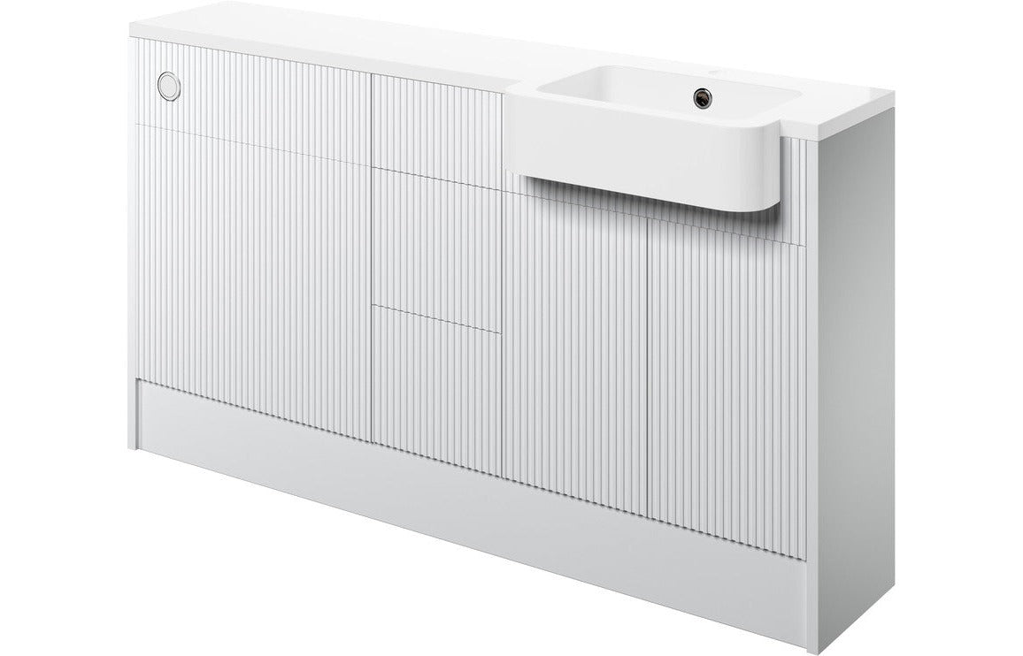 Anita 1542mm Basin  WC & 3 Drawer Unit Pack (RH) - Matt White with Chrome Handles 