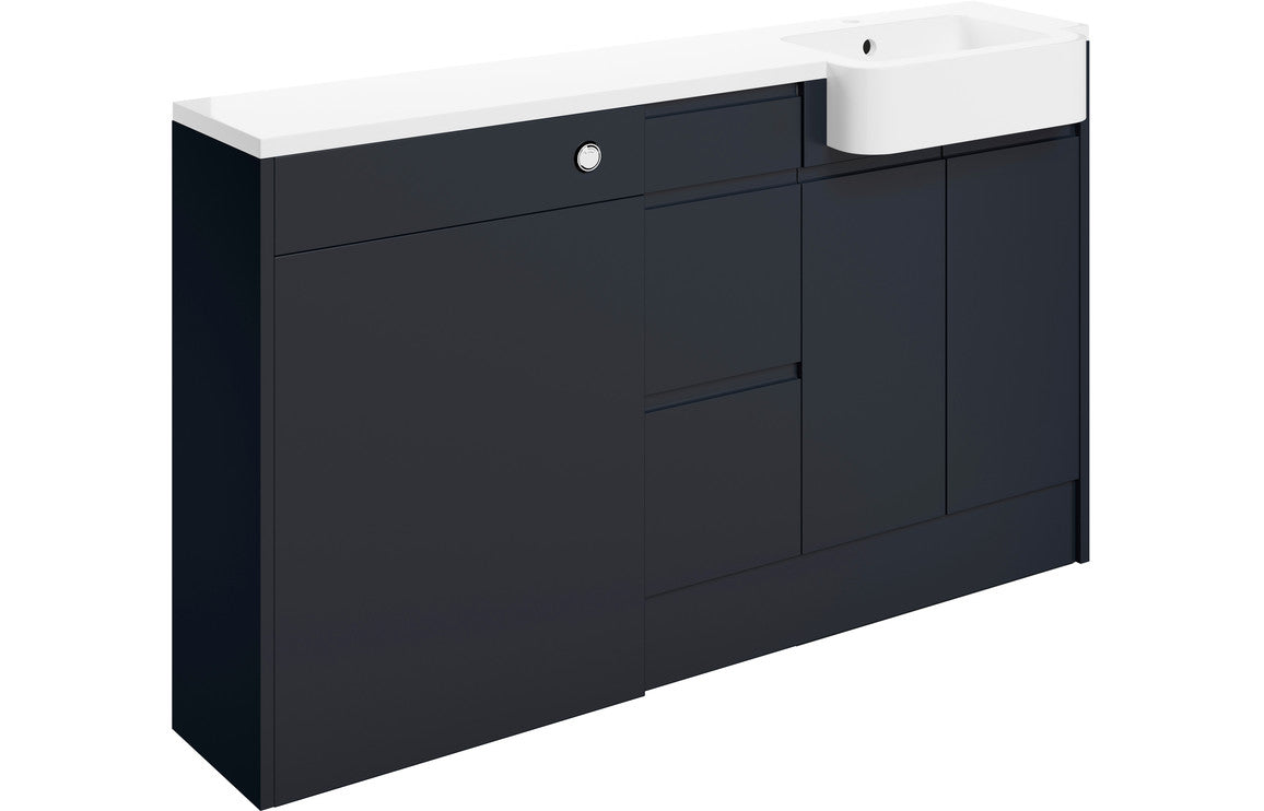 Carrie 1542mm Basin  WC & 3 Drawer Unit Pack (RH) - Matt Indigo Blue