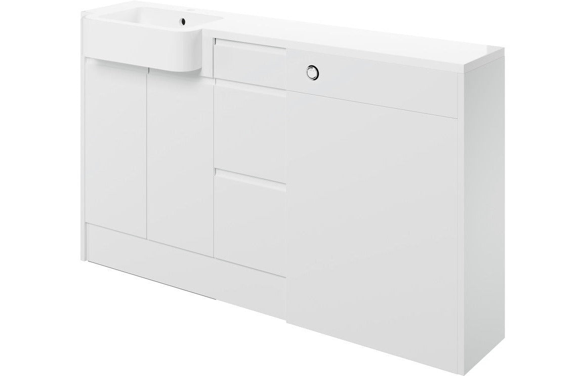 Carrie 1542mm Basin  WC & 3 Drawer Unit Pack (LH) - White Gloss