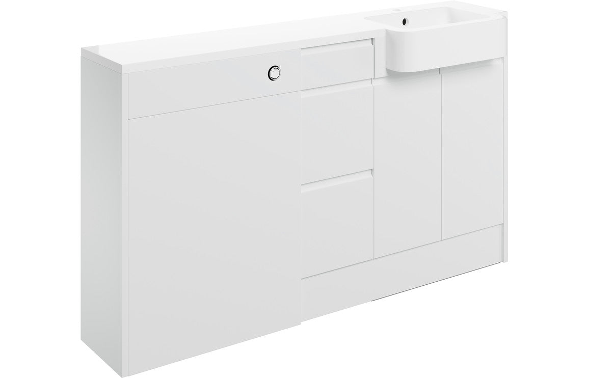 Carrie 1542mm Basin  WC & 3 Drawer Unit Pack (RH) - White Gloss