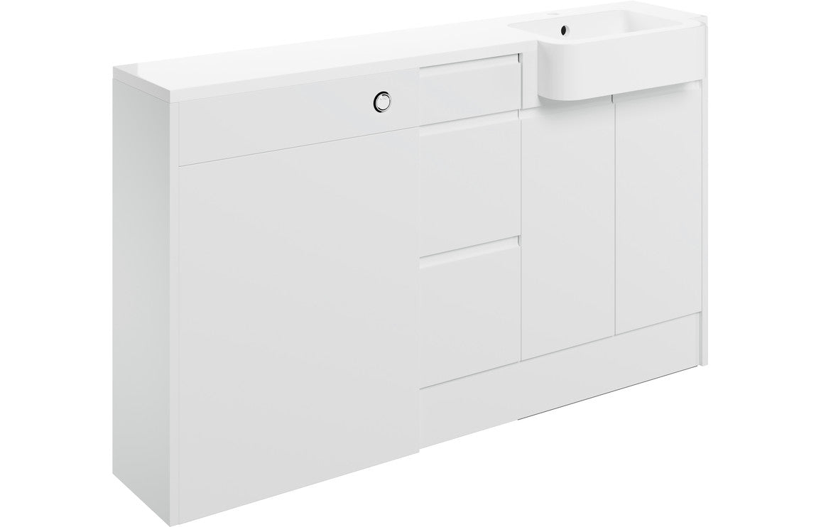 carrie 1542mm basin wc 3 drawer unit pack rh white gloss, Alessio, Fitted Bathroom Cabinets, 2