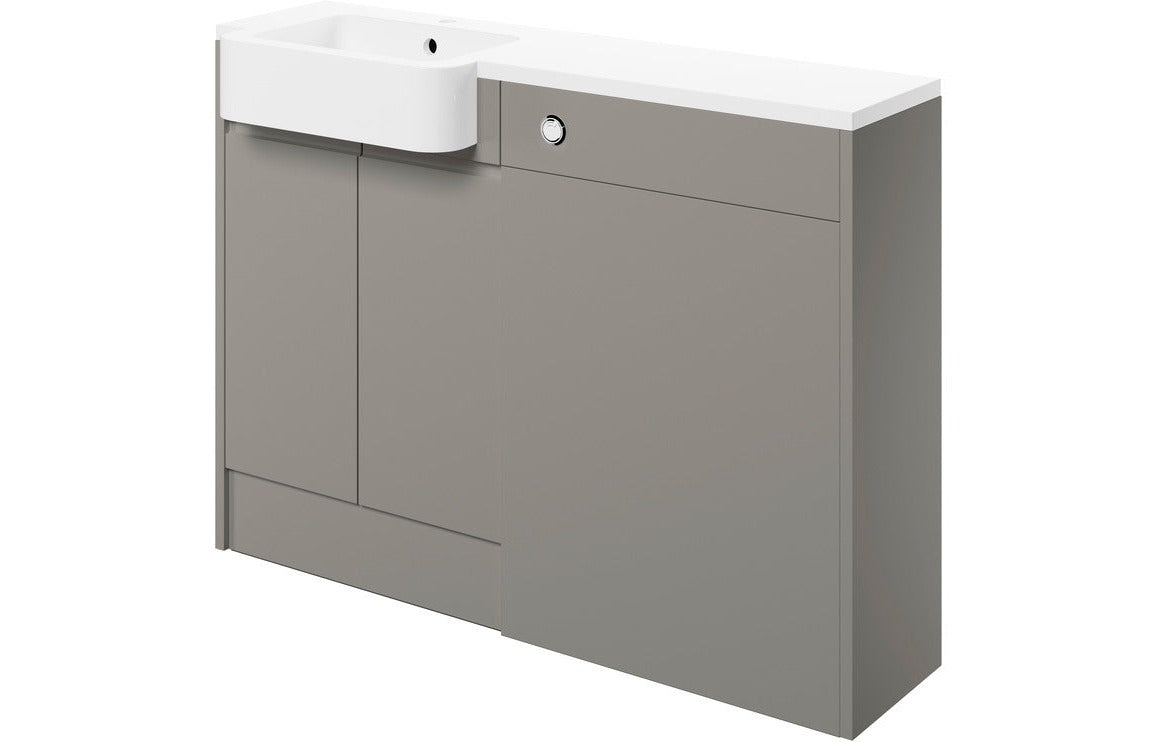 Carrie 1242mm Basin & WC Unit Pack (LH) - Pearl Grey Gloss