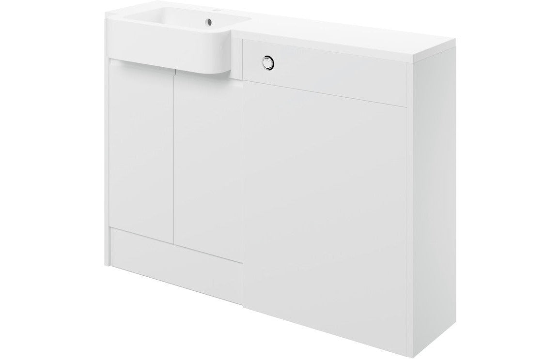 Carrie 1242mm Basin & WC Unit Pack (LH) - White Gloss