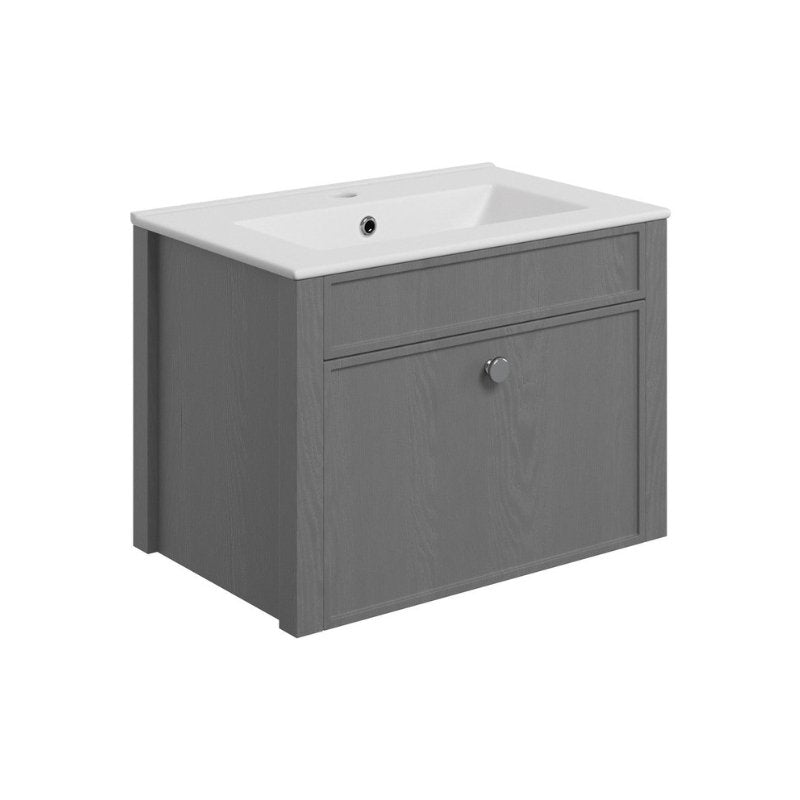 Alma 605mm Wall Hung Basin Unit - Grey Ash - bathandtile