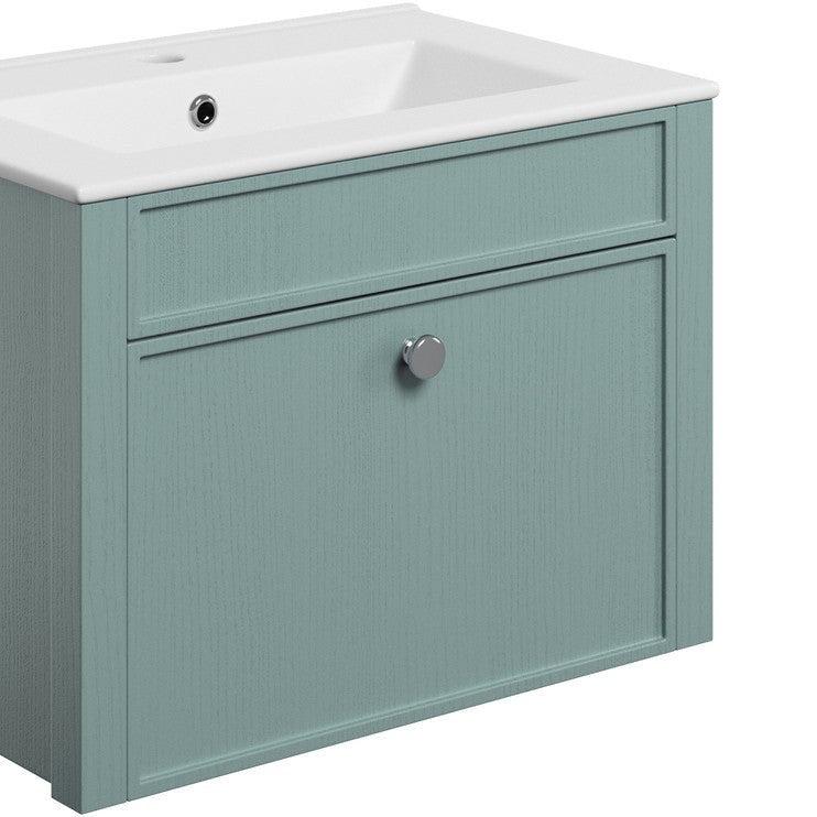 Alma 605mm Wall Hung Basin Unit - Sea Green Ash - bathandtile