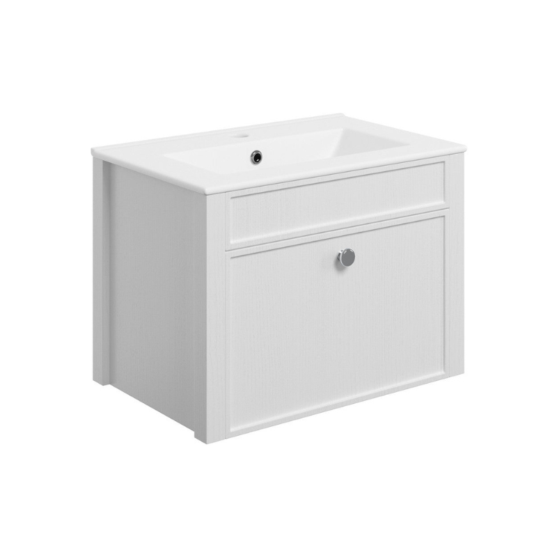 Alma 605mm Wall Hung Baisn Unit - Satin White Ash