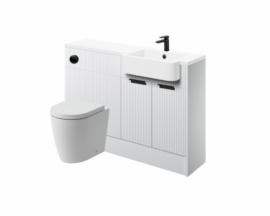 Anita 1242mm Basin & WC Unit Pack (RH) - Matt White with Black Handles - bathandtile