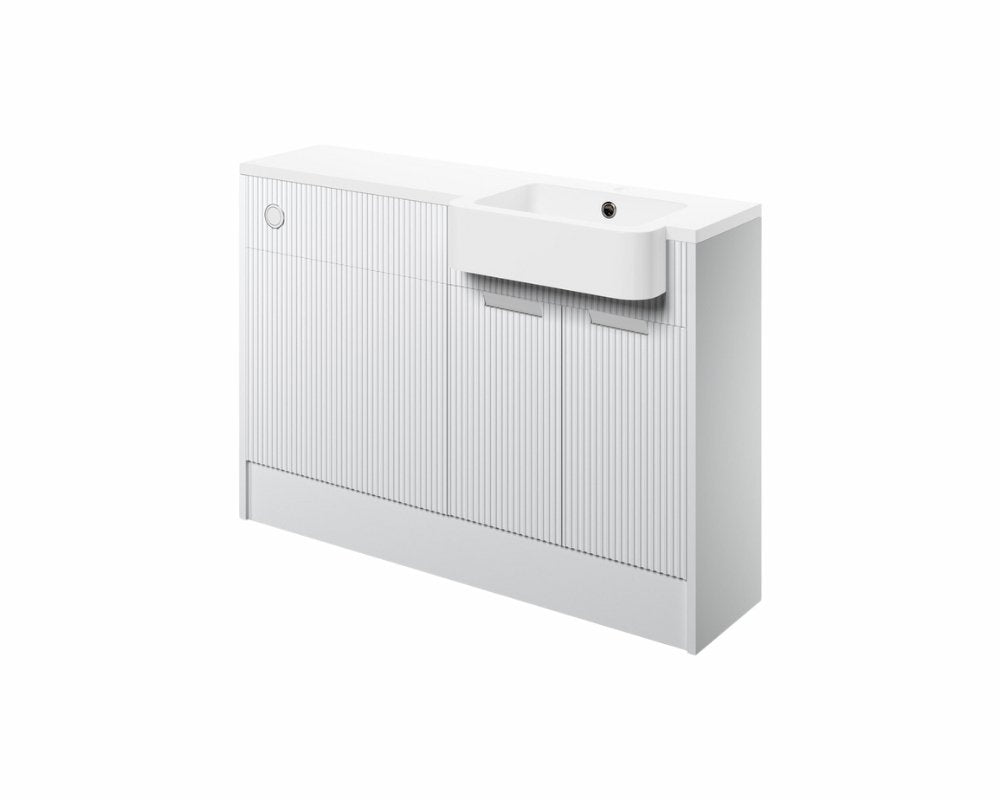 Anita 1242mm Basin & WC Unit Pack (RH) - Matt White with Chrome Handles - bathandtile