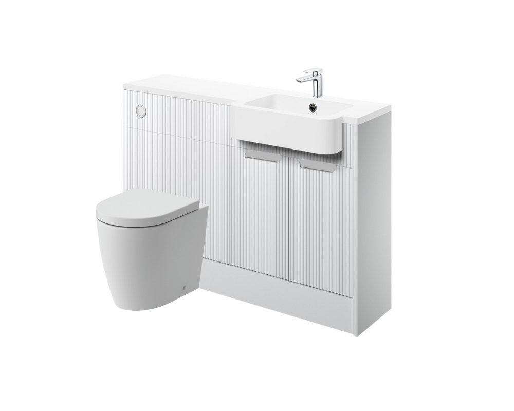 Anita 1242mm Basin & WC Unit Pack (RH) - Matt White with Chrome Handles - bathandtile