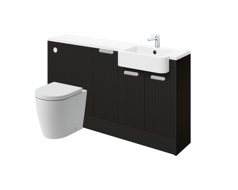 Anita 1542mm Basin WC & 1 Door Unit Pack (RH) - Matt Graphite Grey with Chrome Handles - bathandtile