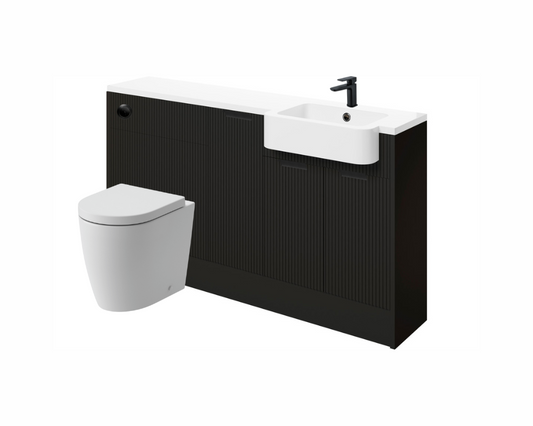 Anita 1542mm Basin  WC & 1 Door Unit Pack (RH) - Matt Graphite Grey with Black Handles