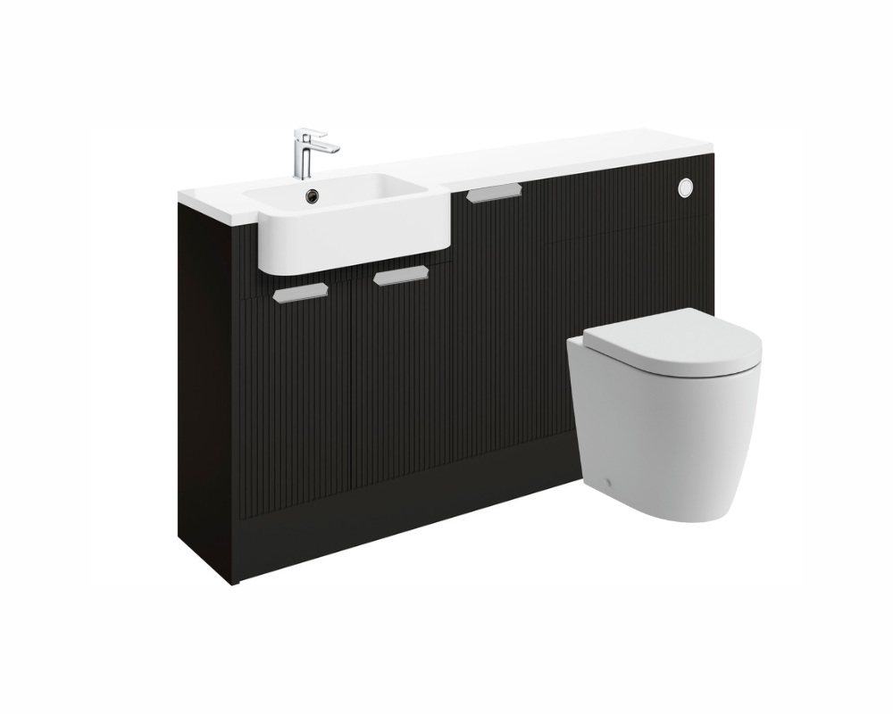 Anita 1542mm Basin  WC & 1 Door Unit Pack (LH) - Matt Graphite Grey with Chrome Handles