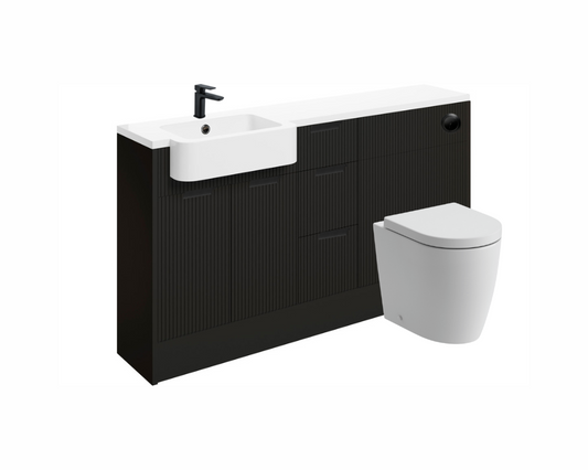 Anita 1542mm Basin  WC & 3 Drawer Unit Pack (LH) - Matt Graphite Grey with Black Handles