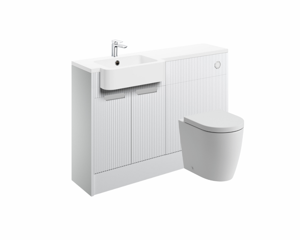 Anita 1242mm Basin & WC Unit Pack (LH) - Matt White with Chrome Handles