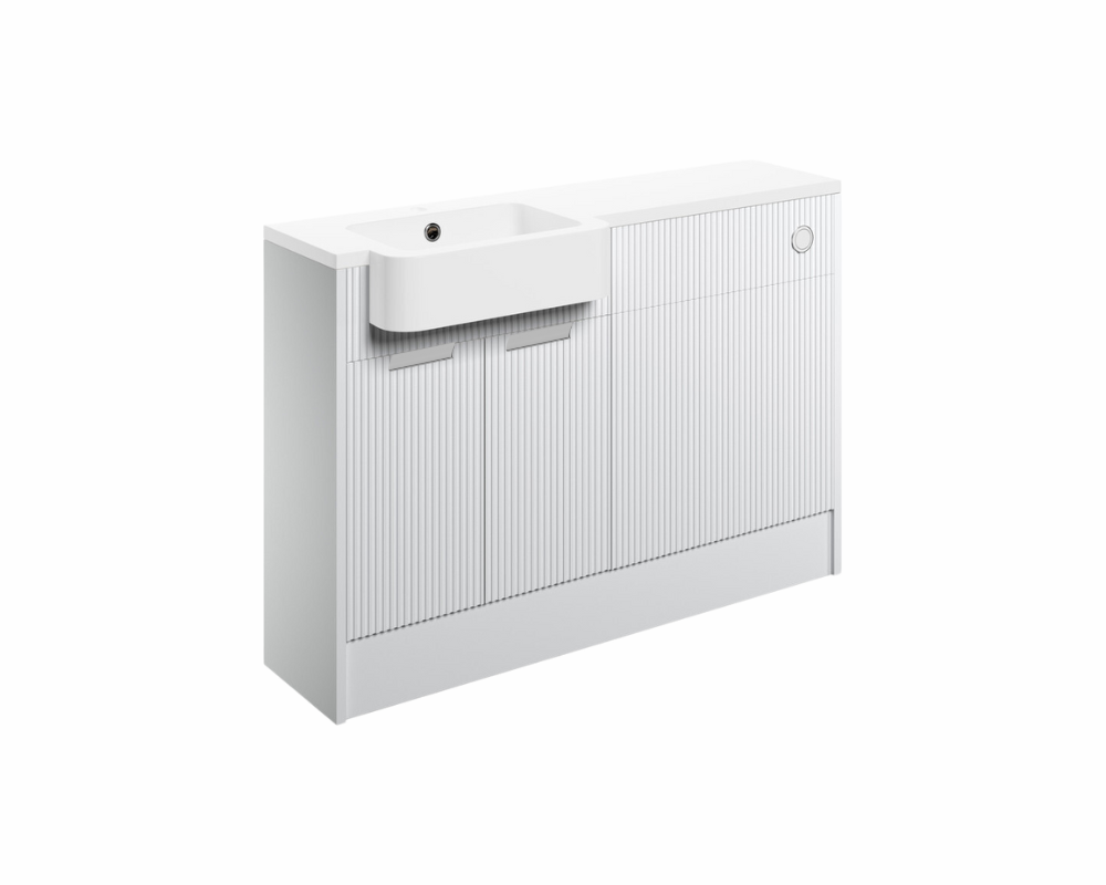 Anita 1242mm Basin & WC Unit Pack (LH) - Matt White with Chrome Handles