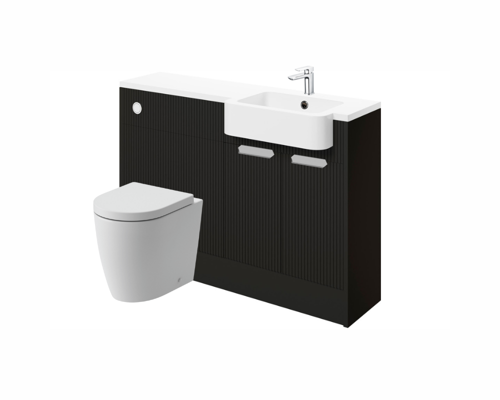 Anita 1242mm Basin & WC Unit Pack (RH) - Matt Graphite Grey with Chrome Handles