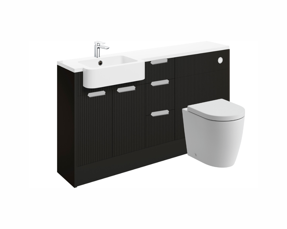 Anita 1542mm Basin  WC & 3 Drawer Unit Pack (LH) - Matt Graphite Grey with Chrome Handles