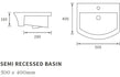 Anna Semi Recessed Basin 500x400mm 1TH - bathandtile
