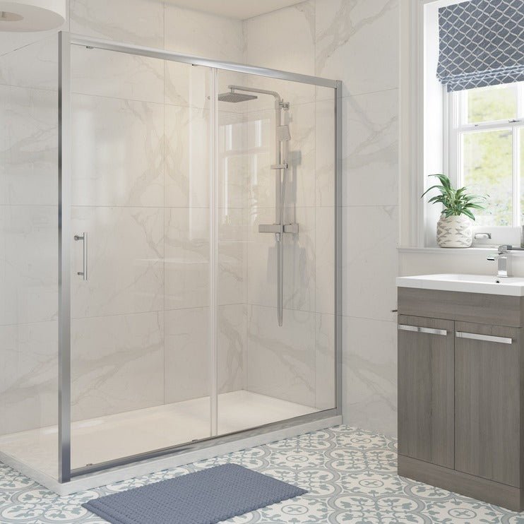 Aria 1000mm Sliding Shower Door & 760mm Side Panel - bathandtile