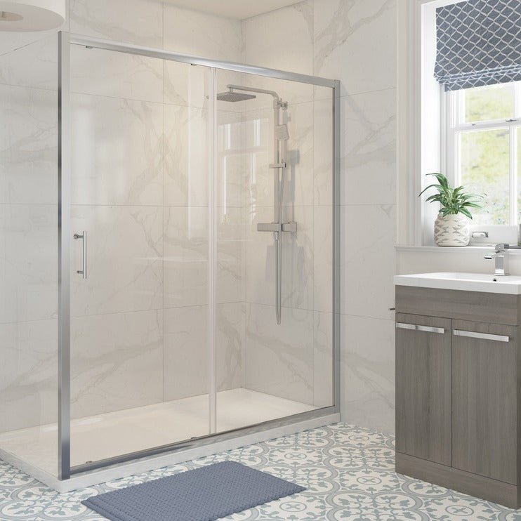 Aria 1700mm Sliding Shower Door & 700mm Side Panel - bathandtile