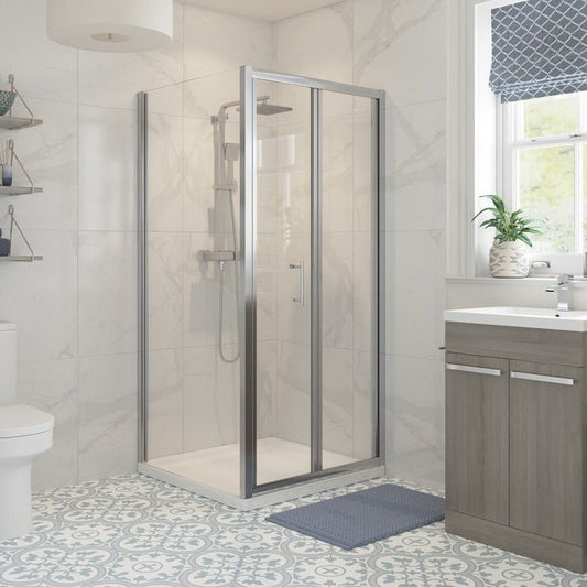 aria 700mm bi fold shower door 700mm side panel, Alessio, chrome, Bifold Shower Doors, Shower Enclosures, Square Shower Enclosures, 1