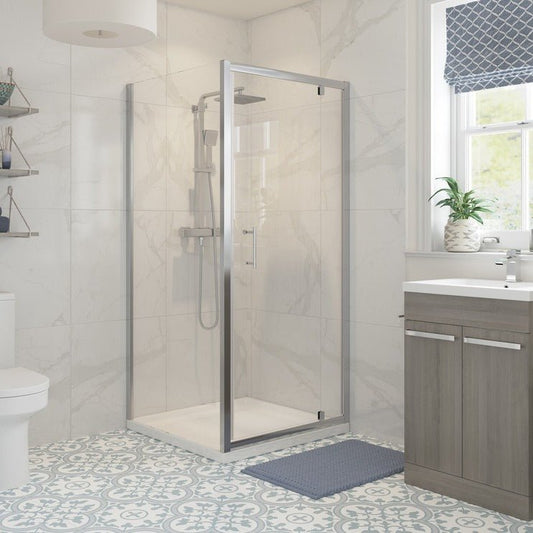 aria 760mm pivot shower door 760mm side panel, Alessio, chrome, Pivot Shower Doors, Shower Enclosures, Square Shower Enclosures, 1