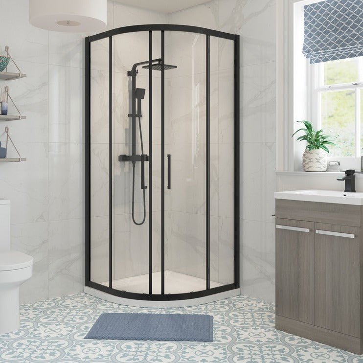 Aria Black Matt 800mm 2 Door Quadrant Shower Enclosure - bathandtile