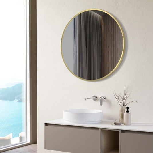 arto 500mm round mirror brushed brass, Alessio, Mirrors, Round Mirrors, Standard Bathroom Mirrors, 1